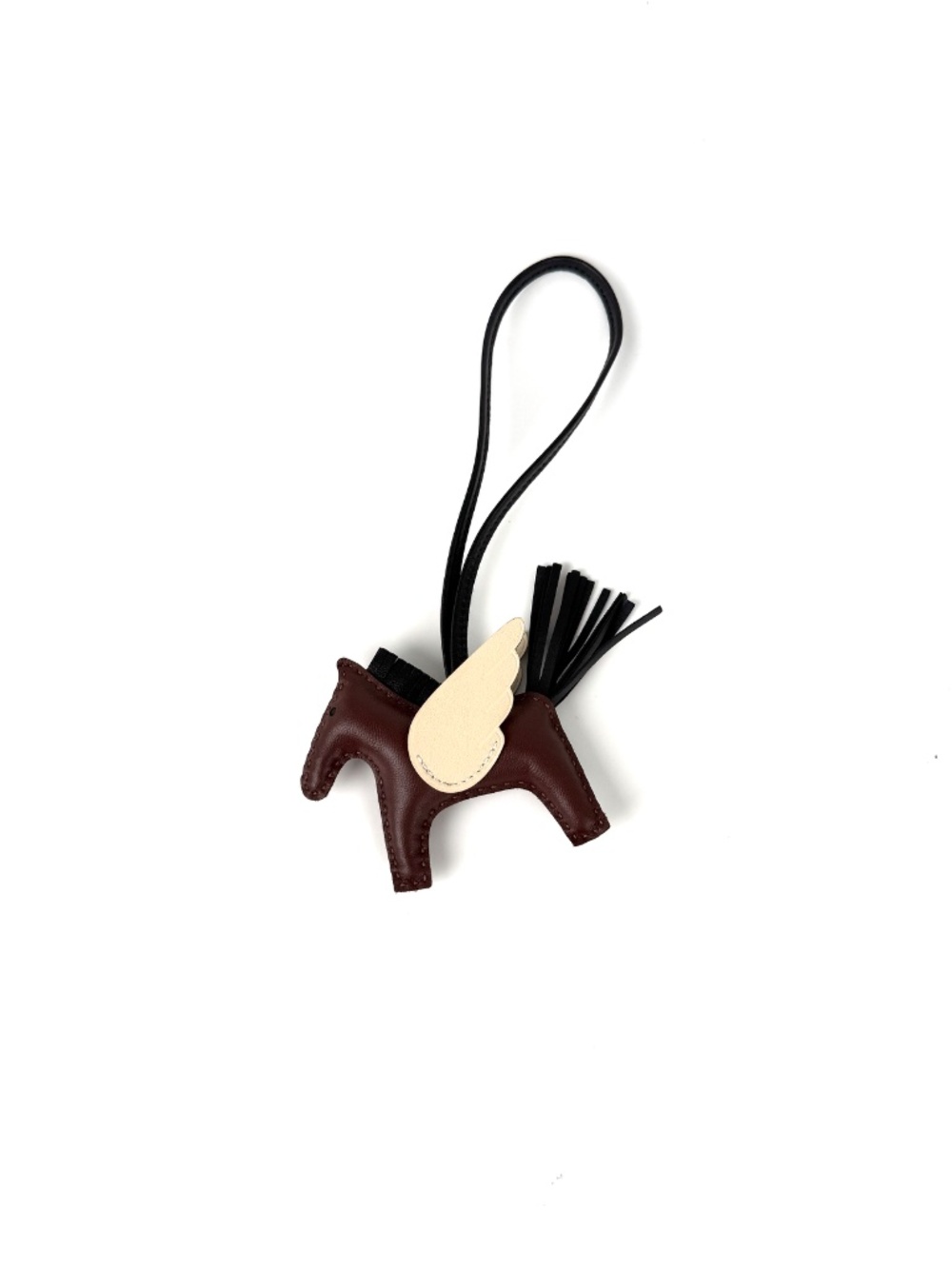 Hermes Pegasus Rodeo Terre Noir Craie Milo Lambskin PM Bag Charm New - Picture 4 of 9